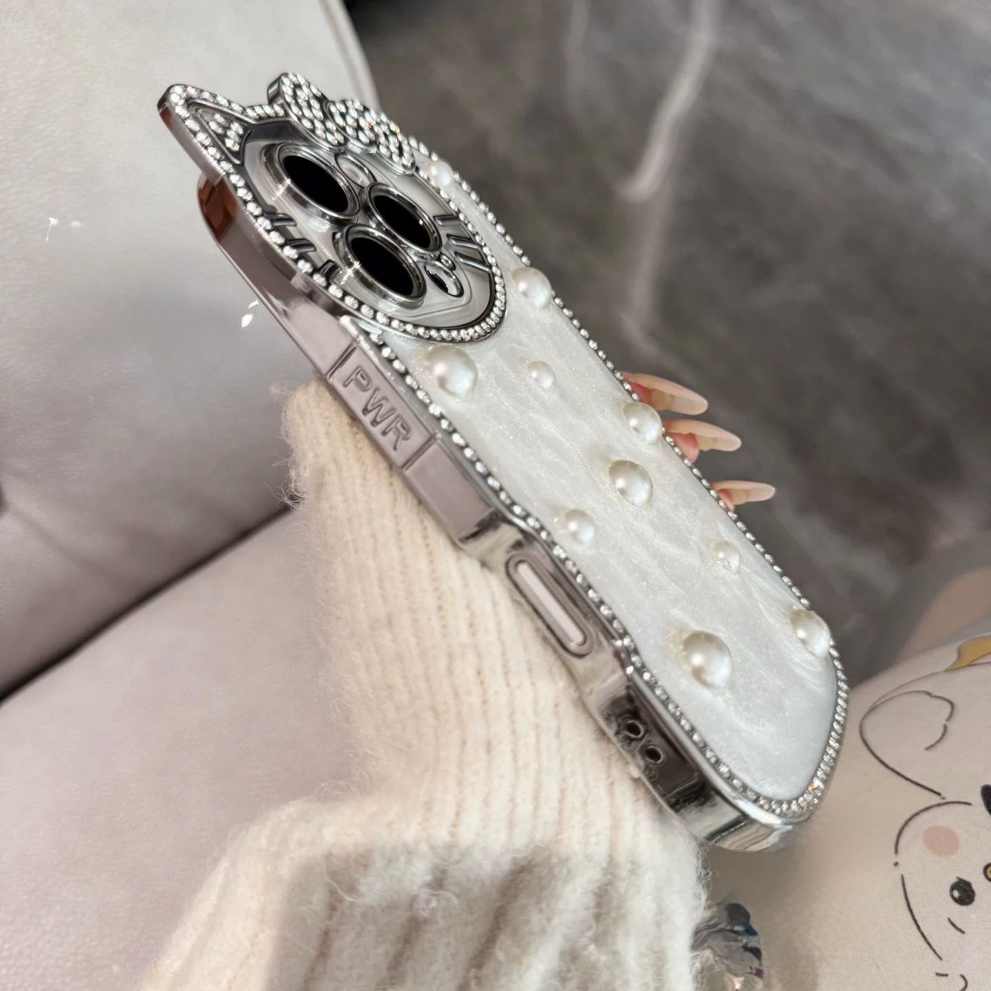 Pearl Kitty Bow Aesthetic Case for iPhone