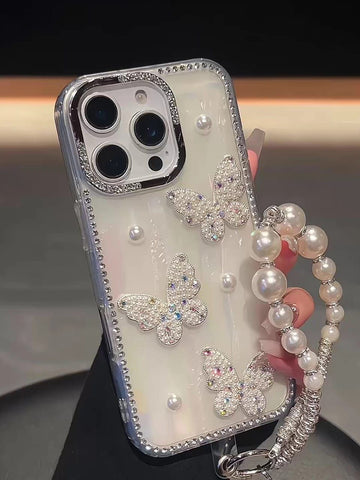Crystal Butterfly Pearl Edition Case with Charm for iPhone