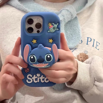 Cute Blue Stitch Silicone Phone Case for iPhone