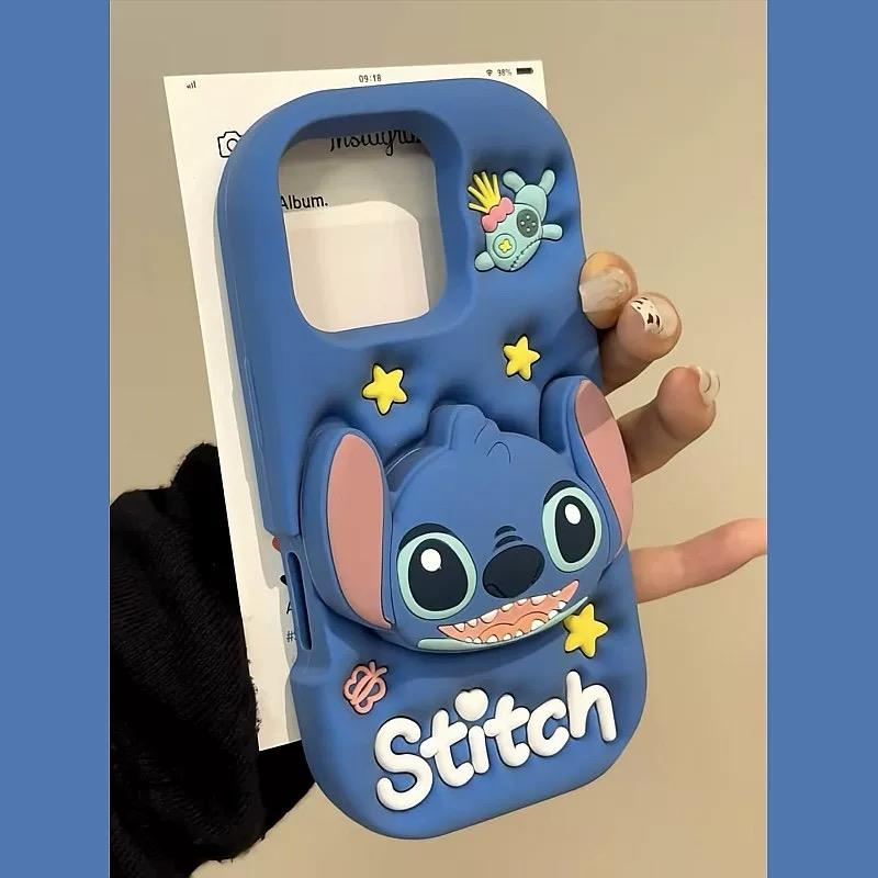 Cute Blue Stitch Silicone Phone Case for iPhone