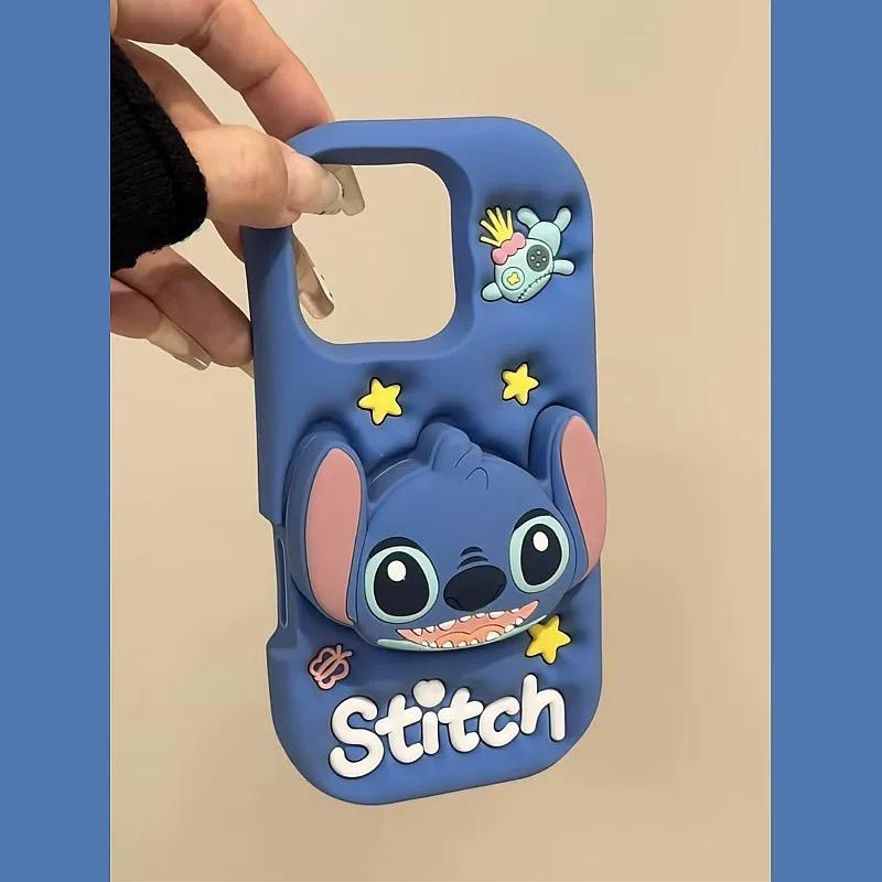 Cute Blue Stitch Silicone Phone Case for iPhone