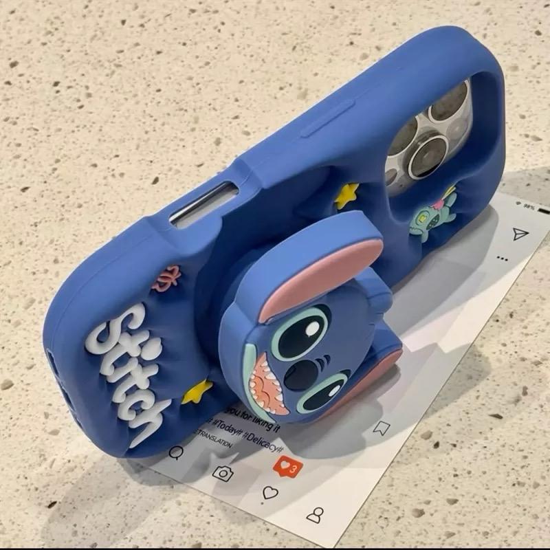 Cute Blue Stitch Silicone Phone Case for iPhone