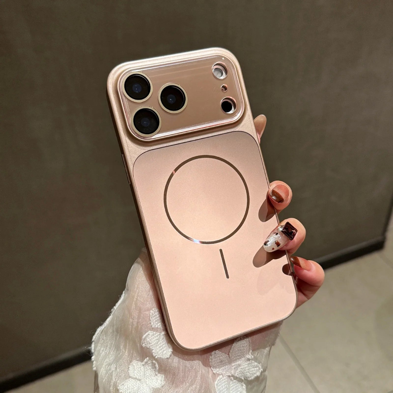 Champagne Luxe MagSafe Case with Camera lens for iPhone