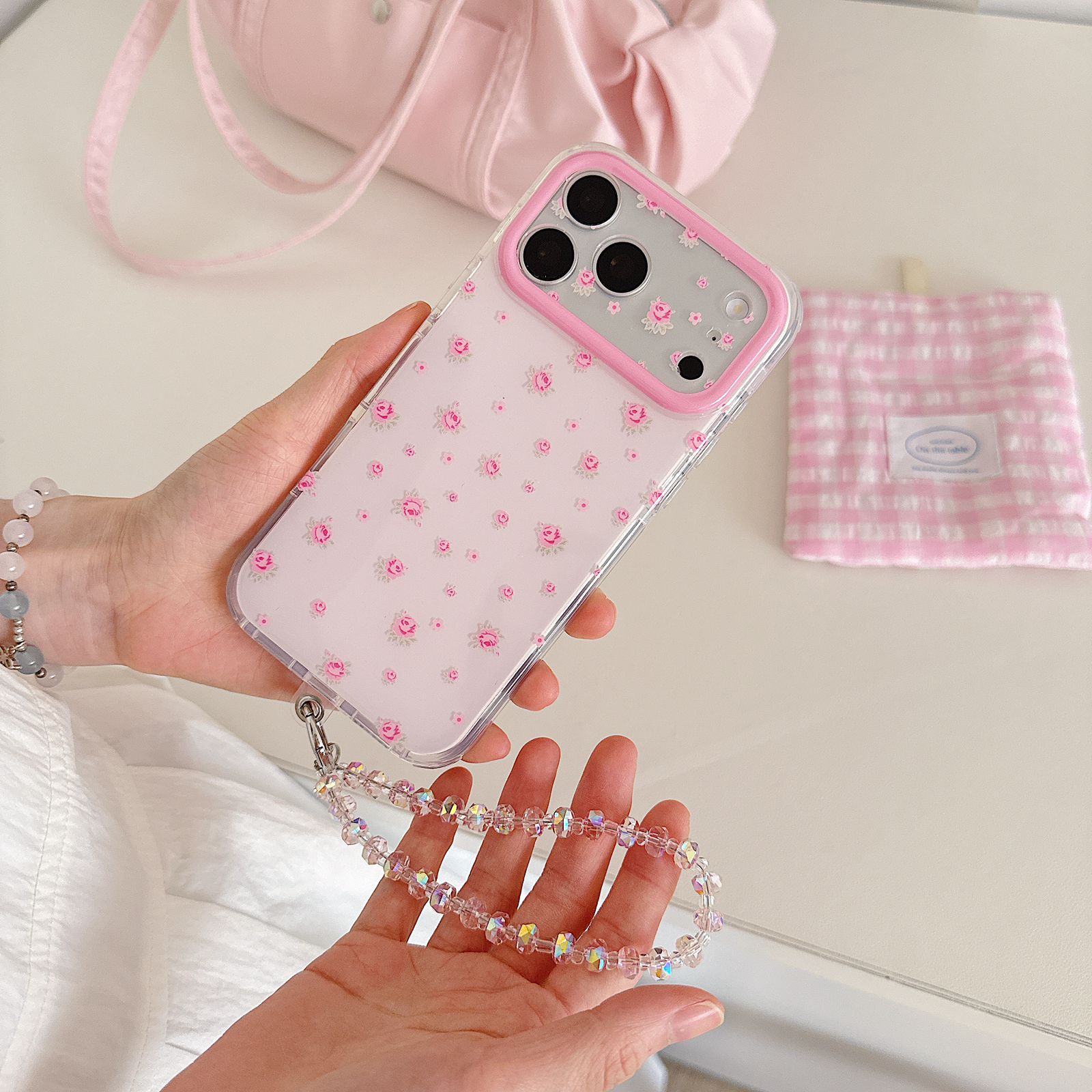 Blush Rose Bud Cases with Charm for iPhone