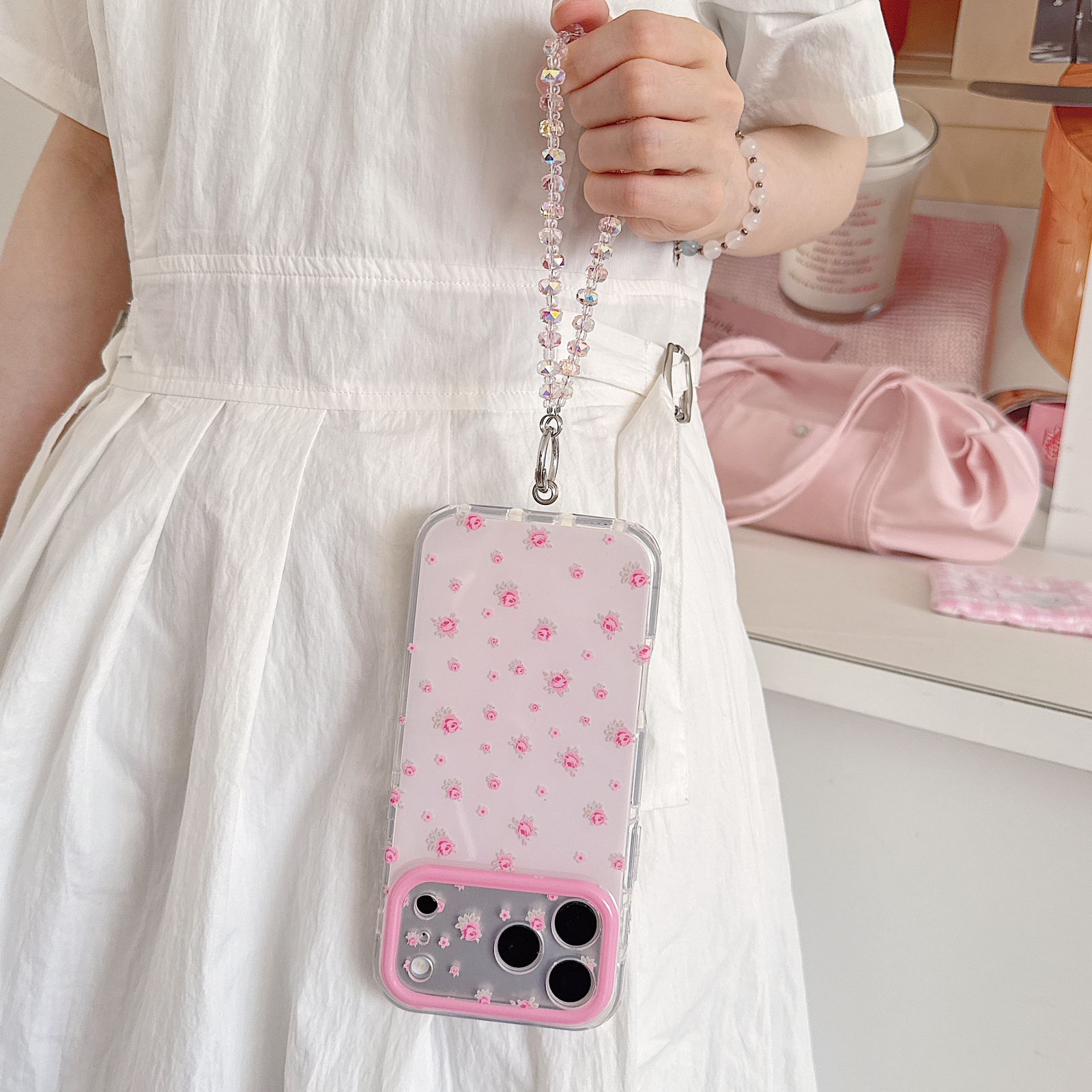 Blush Rose Bud Cases with Charm for iPhone