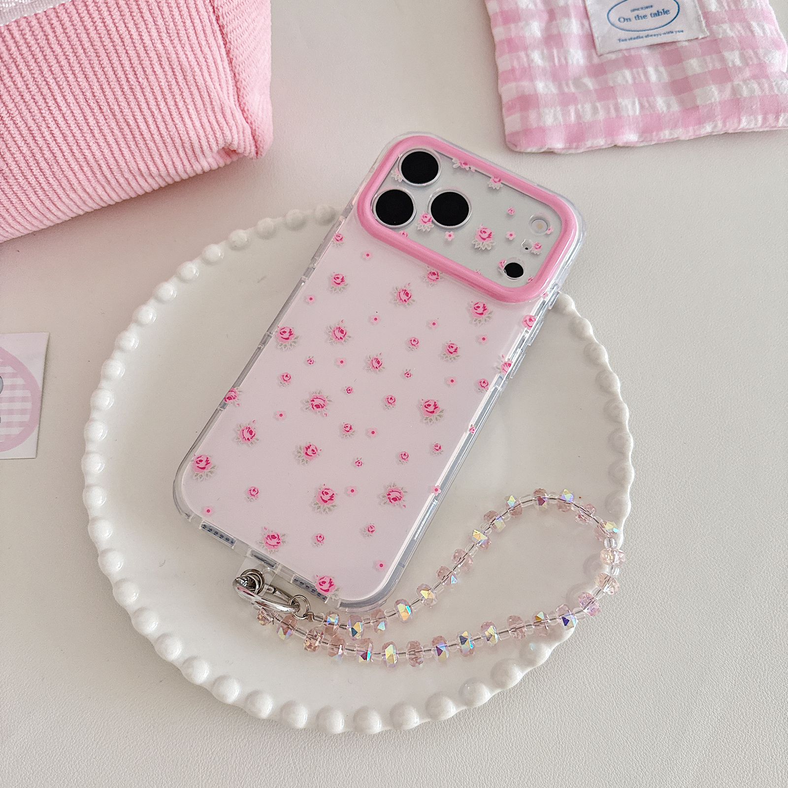 Blush Rose Bud Cases with Charm for iPhone
