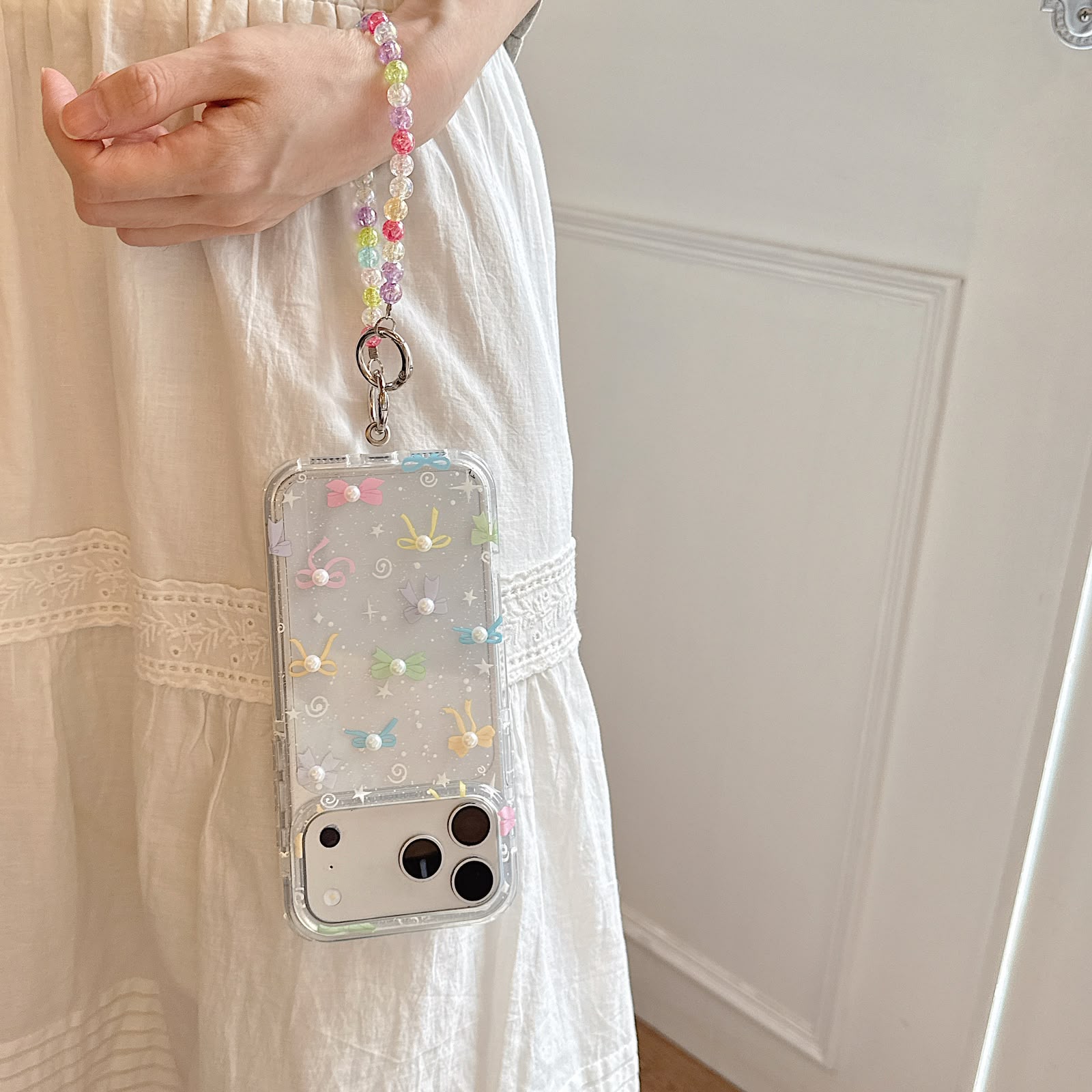 Candy Ribbon Sparkle Case with Charm for iPhone