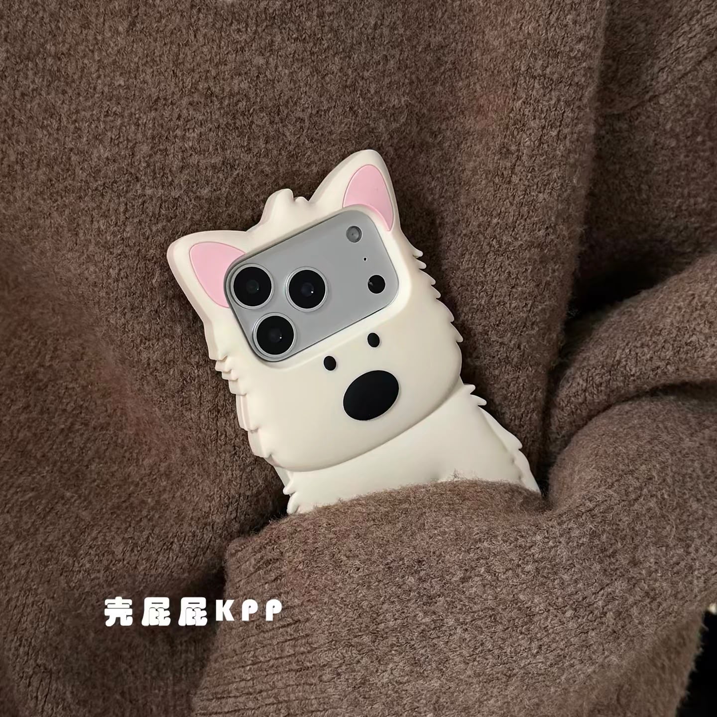Snowy Pup 3D Silicone Case for iPhone