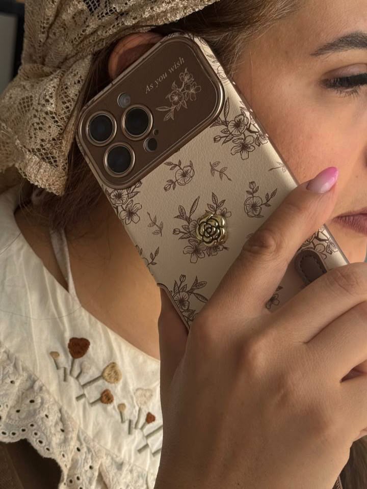Vintage Floral Wristlet Charm Case for iPhone