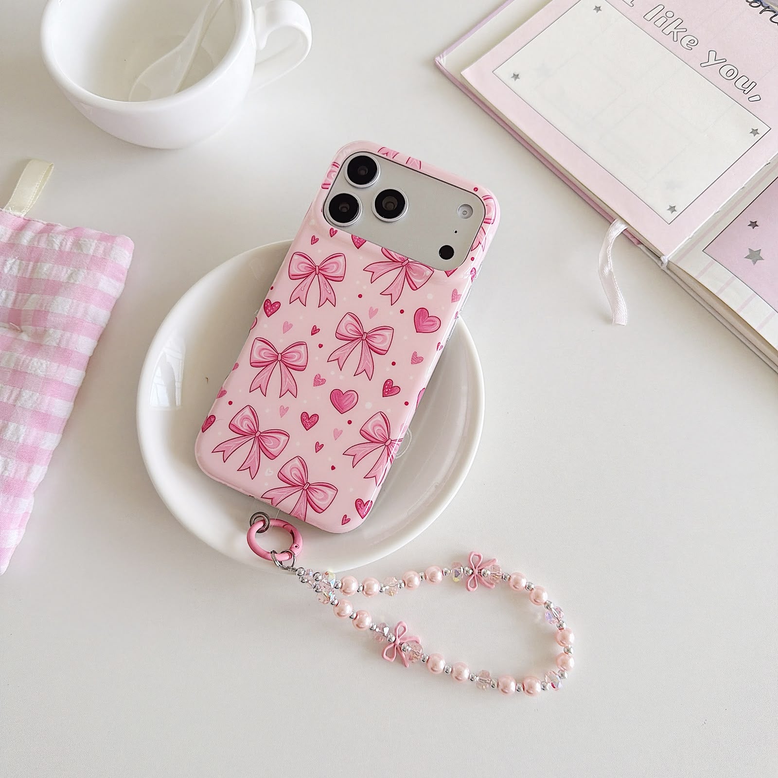 Pink Bow Dreams Case with Charm for iPhone