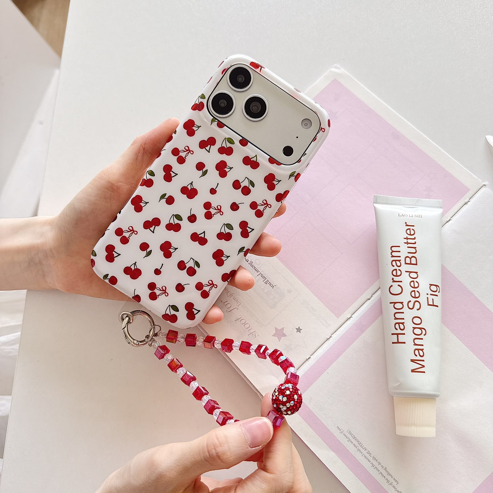 Cherry Bloom Case with Charm for iPhone