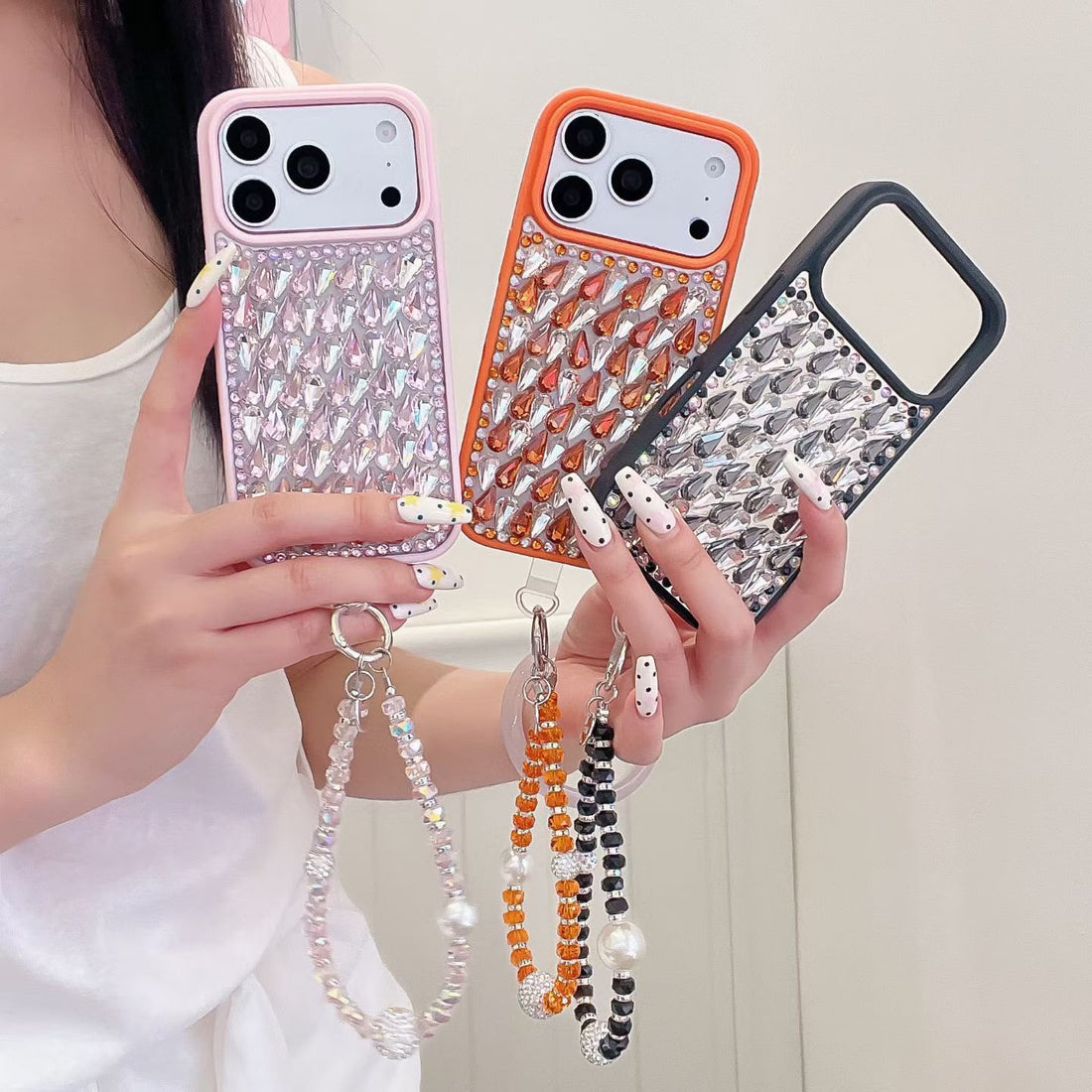 Luxe Crystal Studded Case with Elegant charm for iPhone - Pink