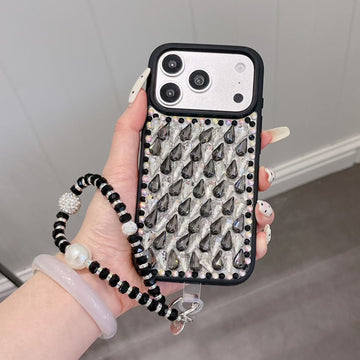 Luxe Crystal Studded Case with Elegant charm for iPhone - Black