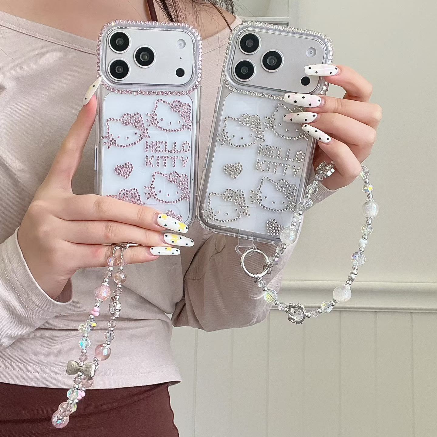 Silver Hello Kitty Sparkle Charm Case for iPhone