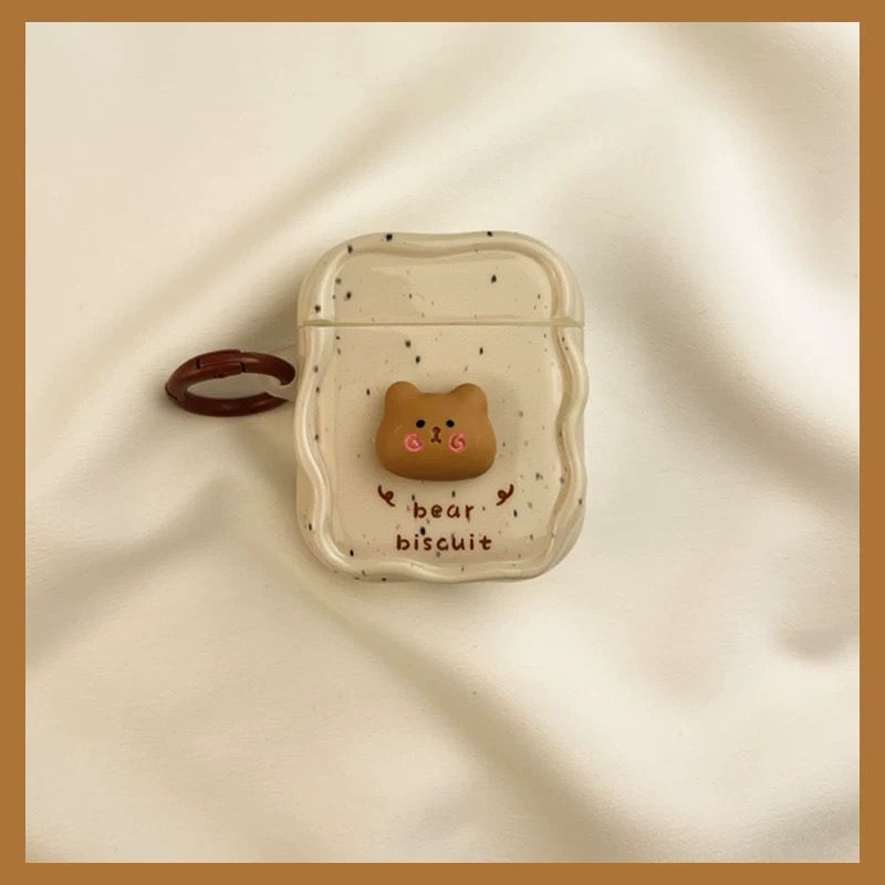 Cute Bear Biscuit Airpod cases with charms for Airpods Pro and Pro 2