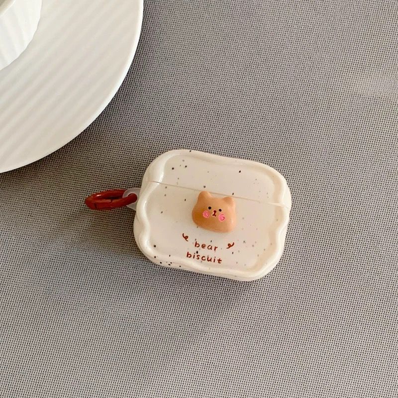 Cute Bear Biscuit Airpod cases with charms for Airpods Pro and Pro 2
