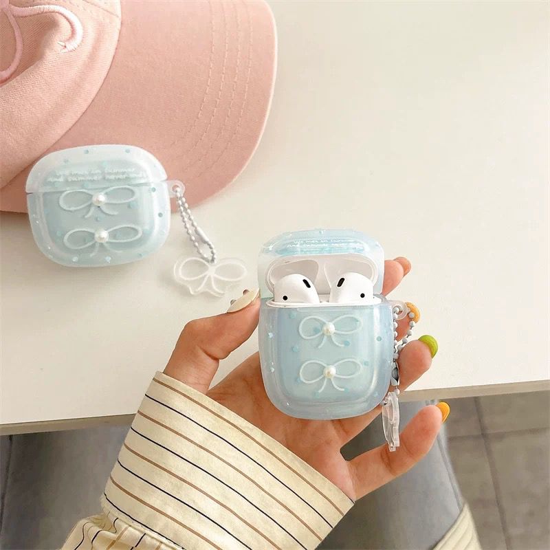 Blue bow Case with Charms for Airpods - Airpods Pro and Pro 2
