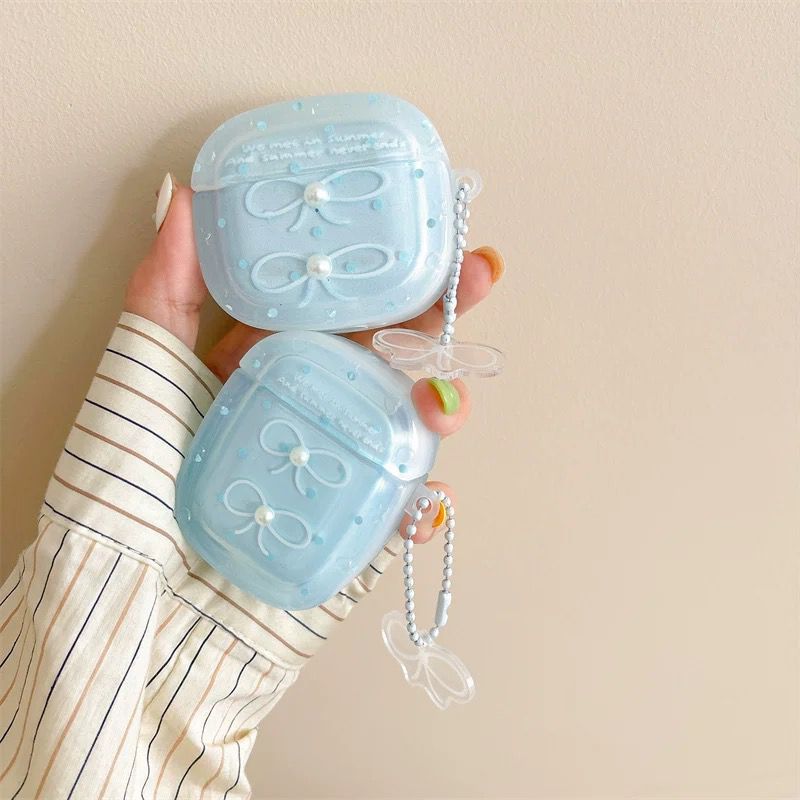 Blue bow Case with Charms for Airpods - Airpods Pro and Pro 2