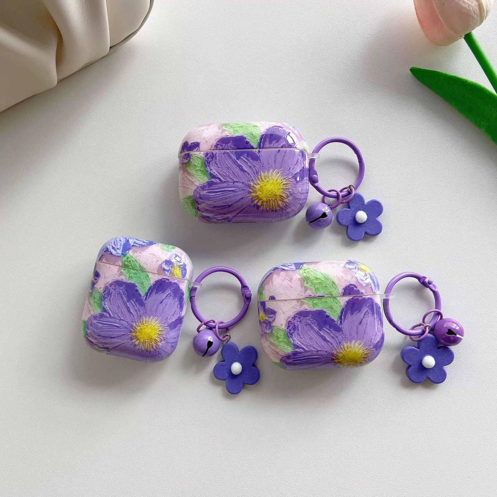 Lilac floral Case with Charms for Airpods - Airpods Pro and Pro 2