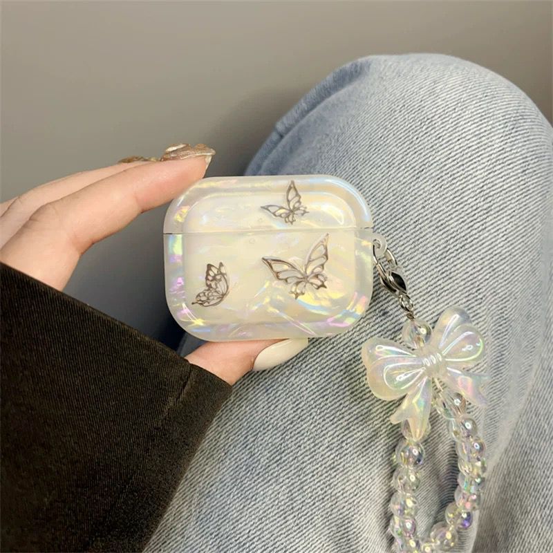Rainbow Holographic Butterfly Airpod cases with charms for Airpods Pro and Pro 2