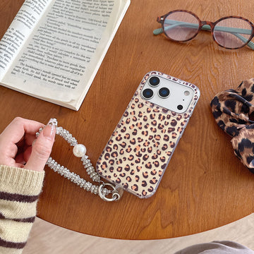 Leopard theme phone cases with charm for iPhone
