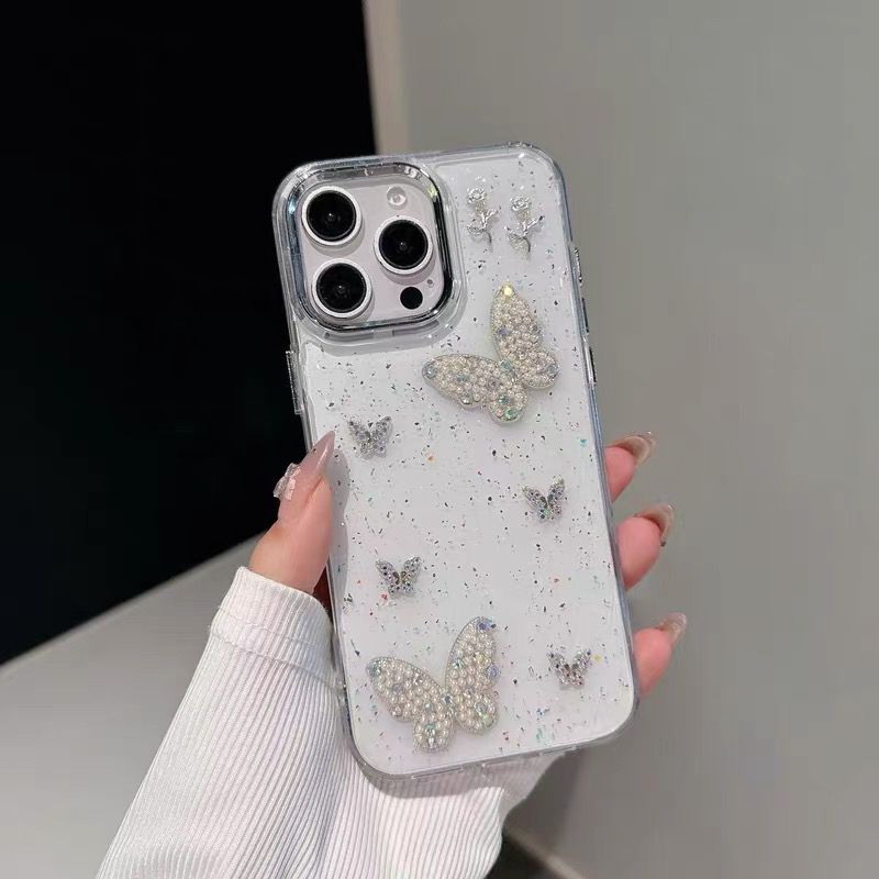 Transparent Diamond small Butterfly Cases for iPhone