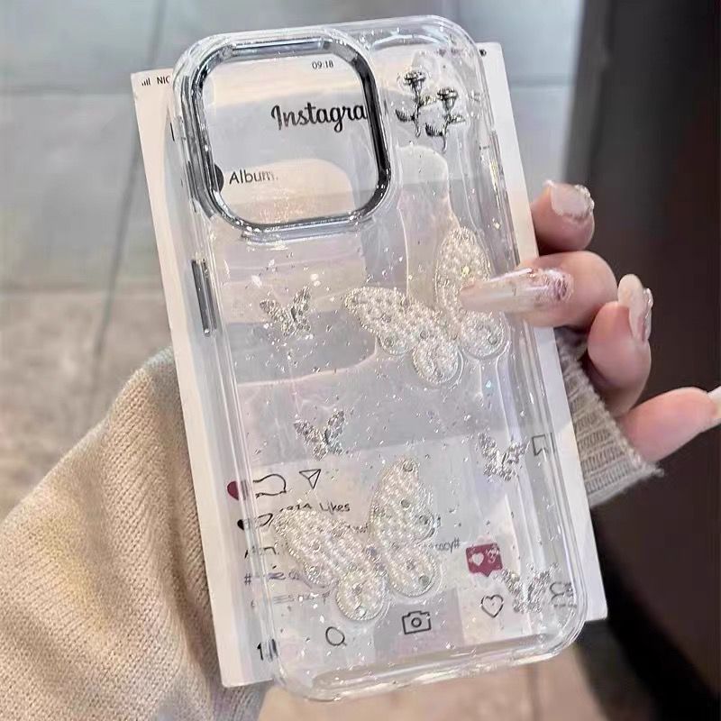 Transparent Diamond small Butterfly Cases for iPhone