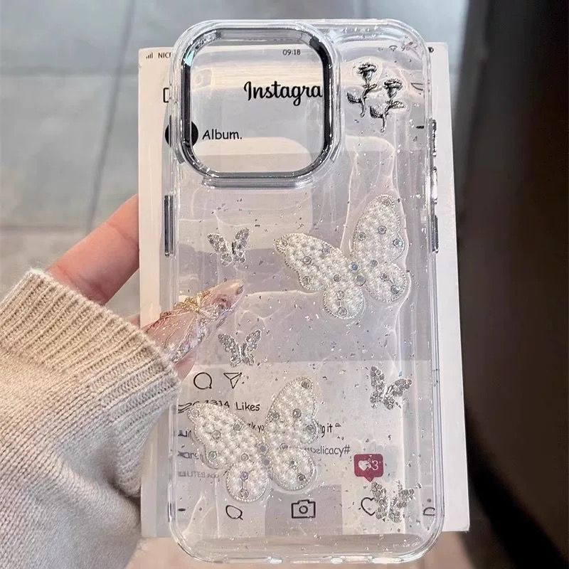 Transparent Diamond small Butterfly Cases for iPhone