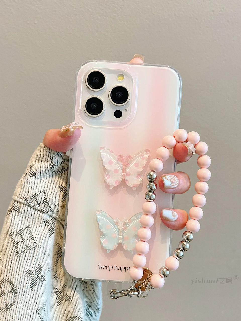 Butterfly Dream Beaded Strap Case for iPhone