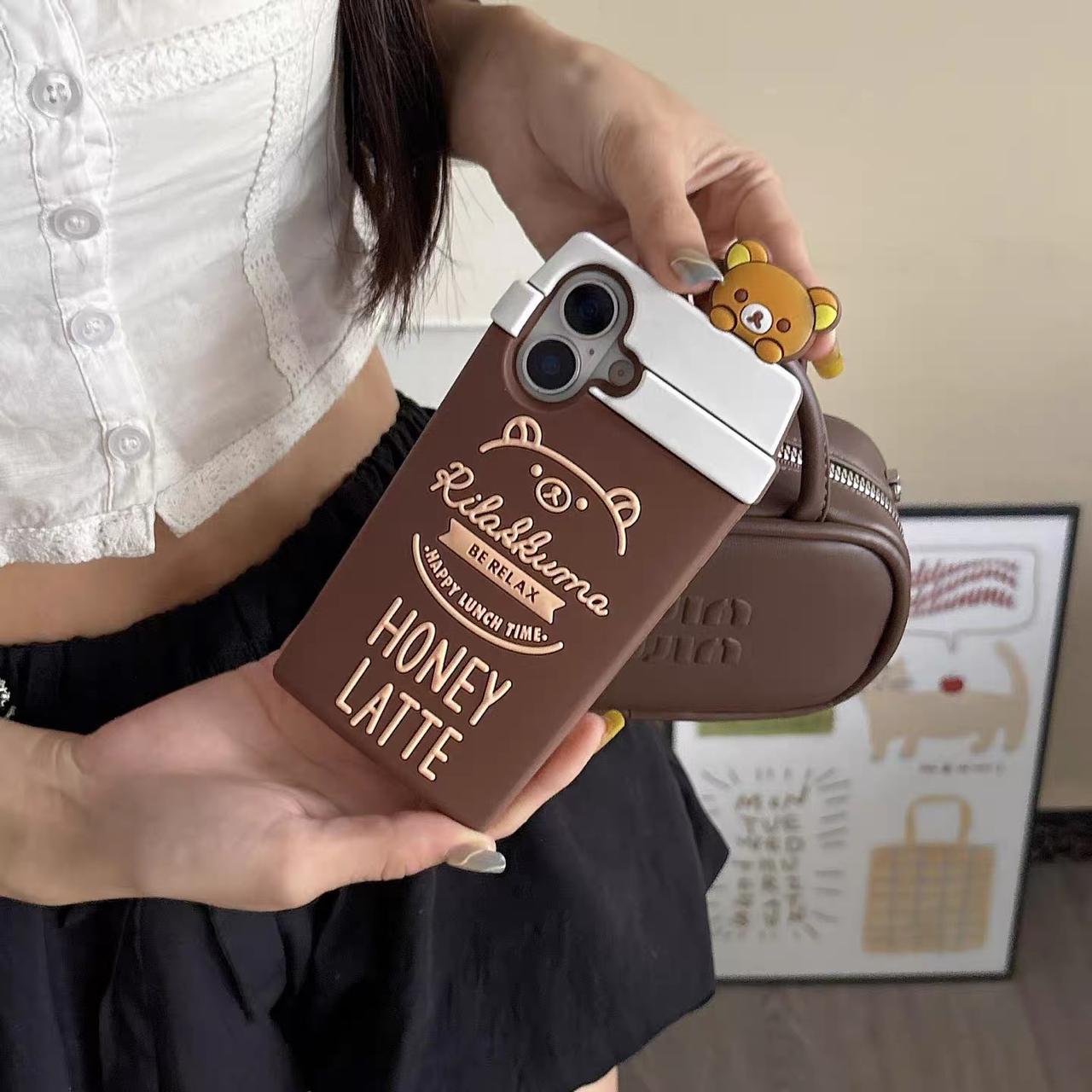 Cozy Honey Latte Bear Silicone Case for iPhone