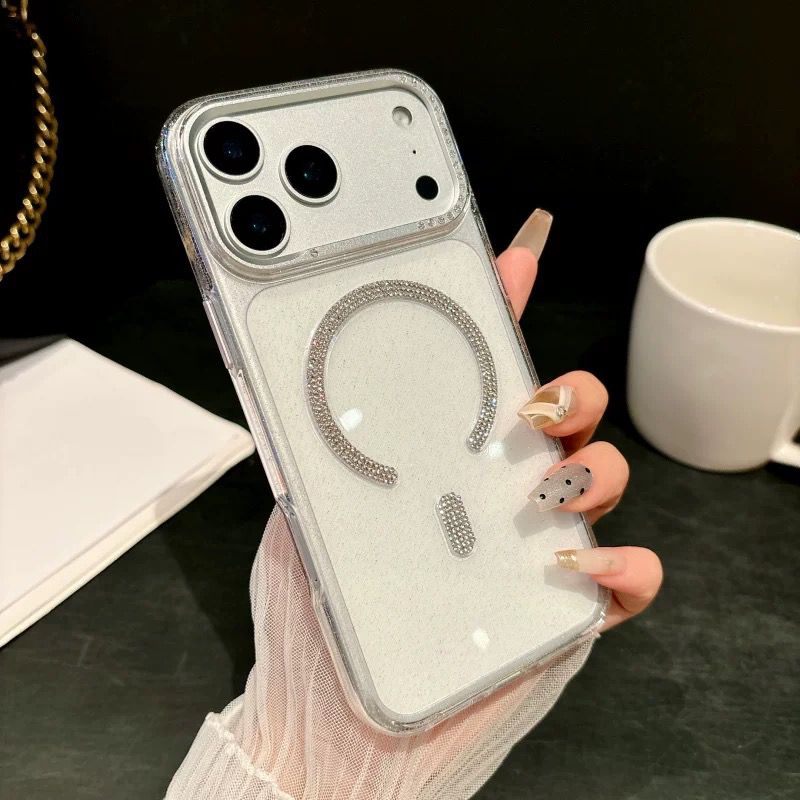 Crystal Diamond Magsafe Transparent Non Yellow Case for iPhone