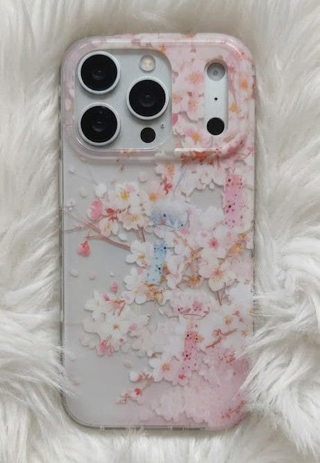 Soft Petal Elegance Case for iPhone with charms