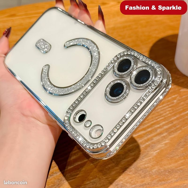 Signature White Diamond Studded MagSafe Case for iPhone