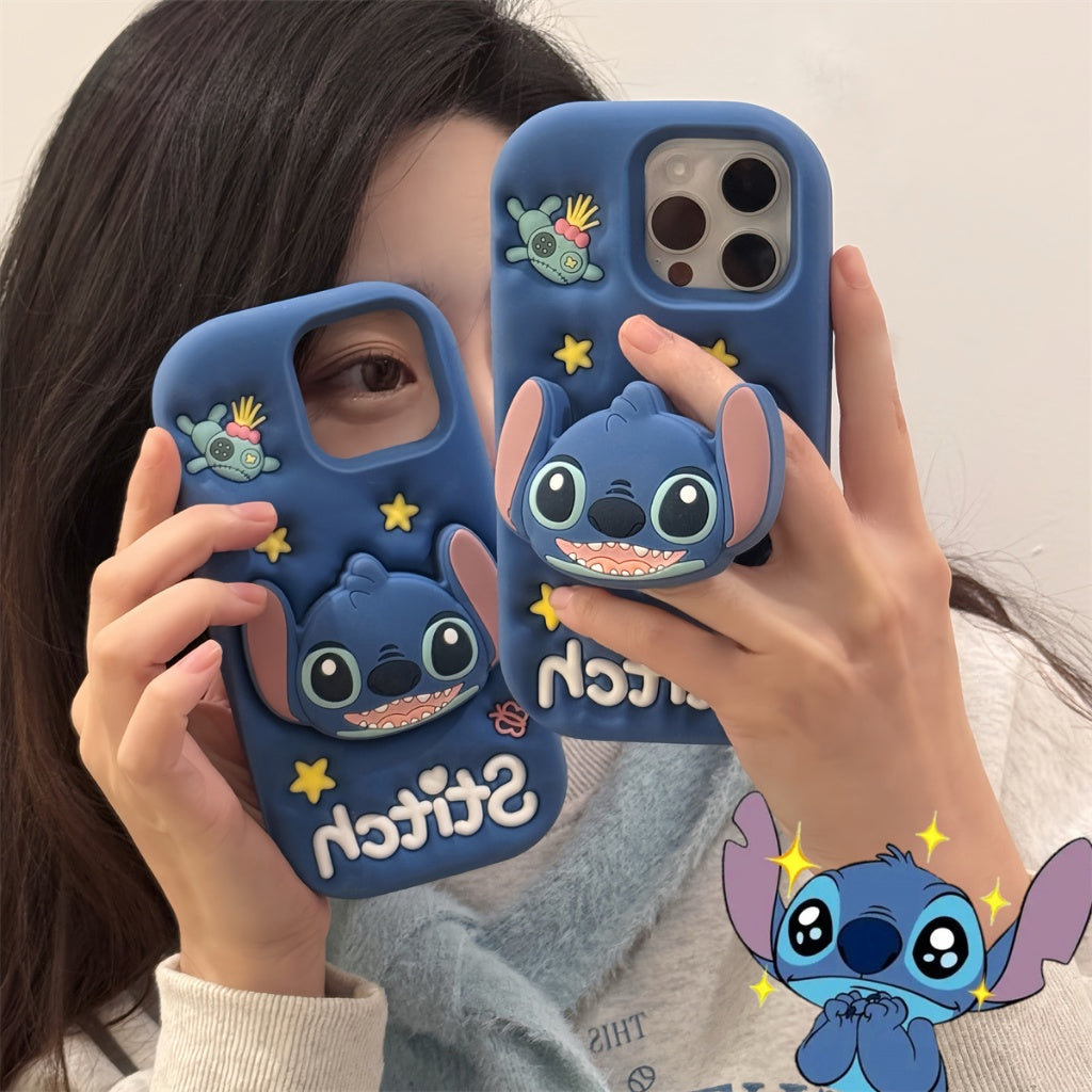 Cute Blue Stitch Silicone Phone Case for iPhone
