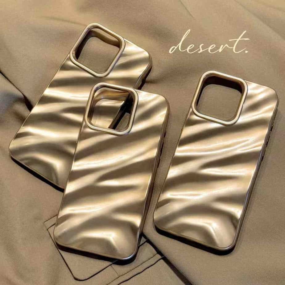 Aesthetic Wavy Designer Silicon Case for iPhone - Dessert Titanium