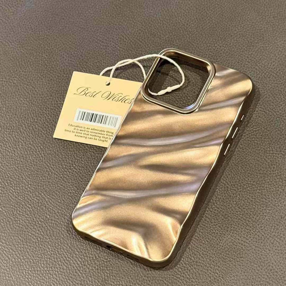 Aesthetic Wavy Designer Silicon Case for iPhone - Dessert Titanium