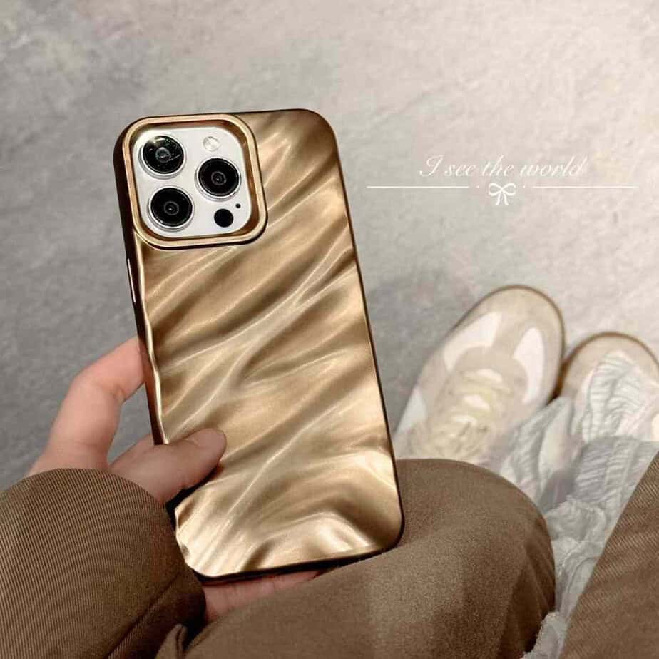 Aesthetic Wavy Designer Silicon Case for iPhone - Dessert Titanium