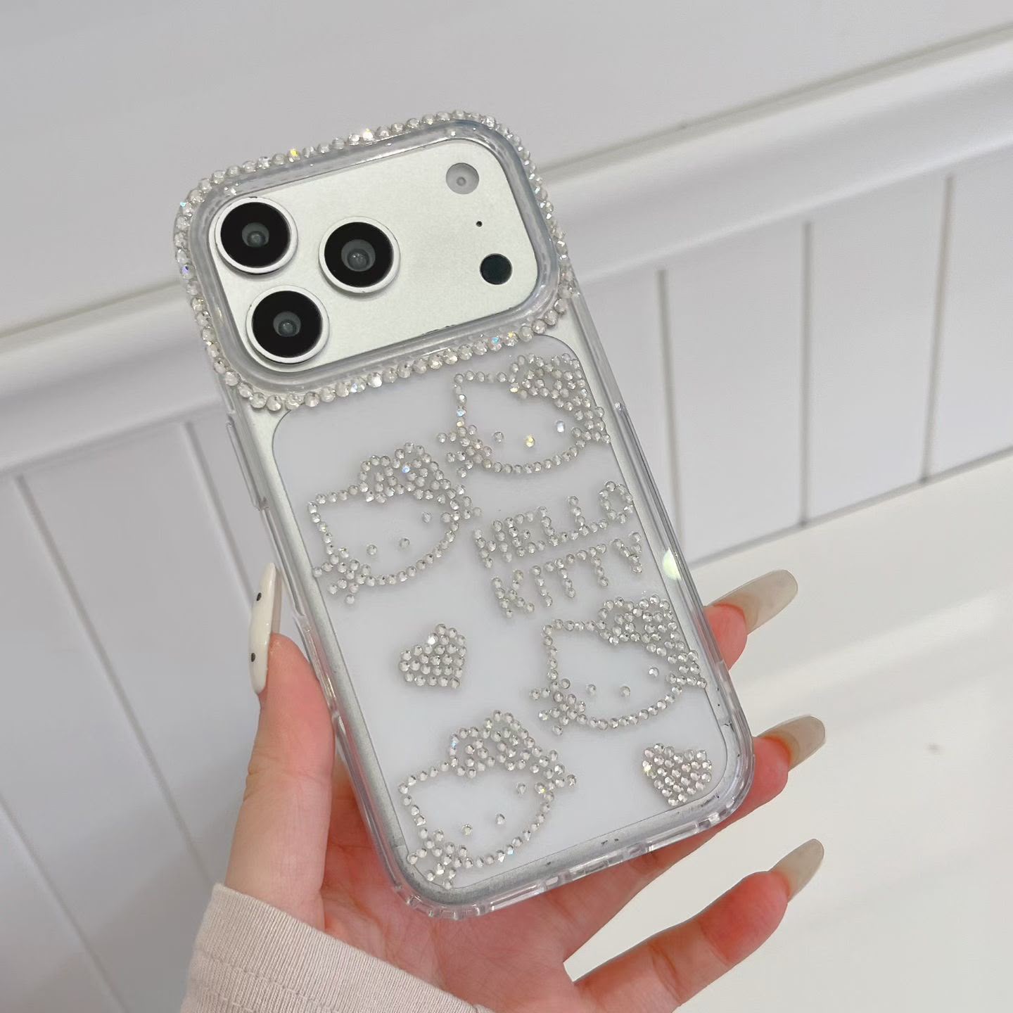 Silver Hello Kitty Sparkle Charm Case for iPhone