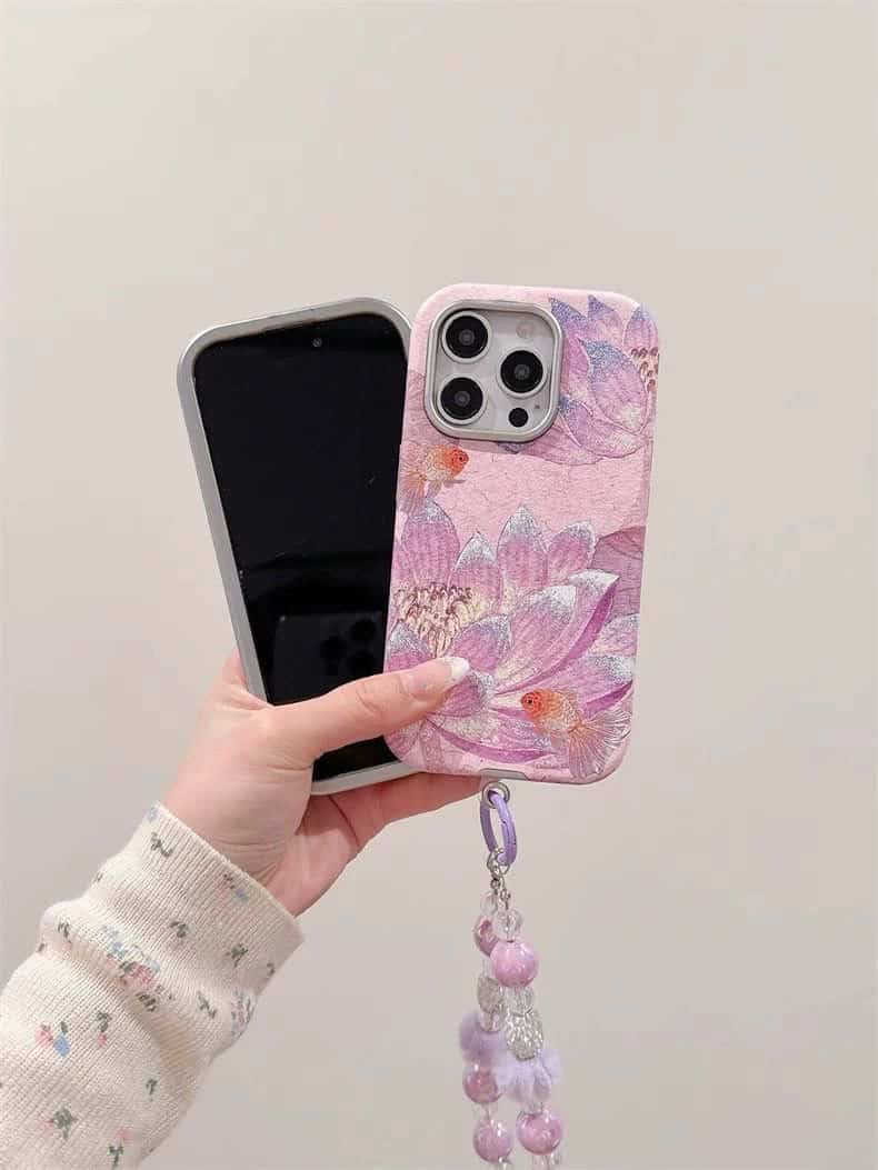 Aesthetic Floral cases with Charms for iPhone