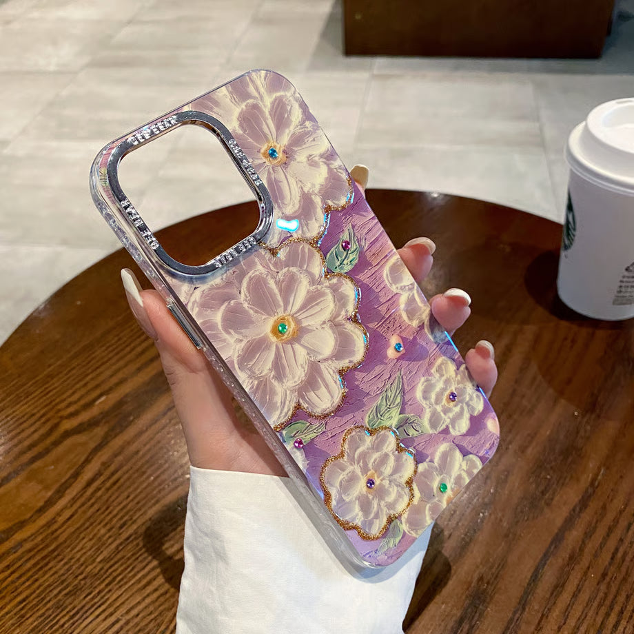 Vintage Holographic Floral Crystal Case for iPhone