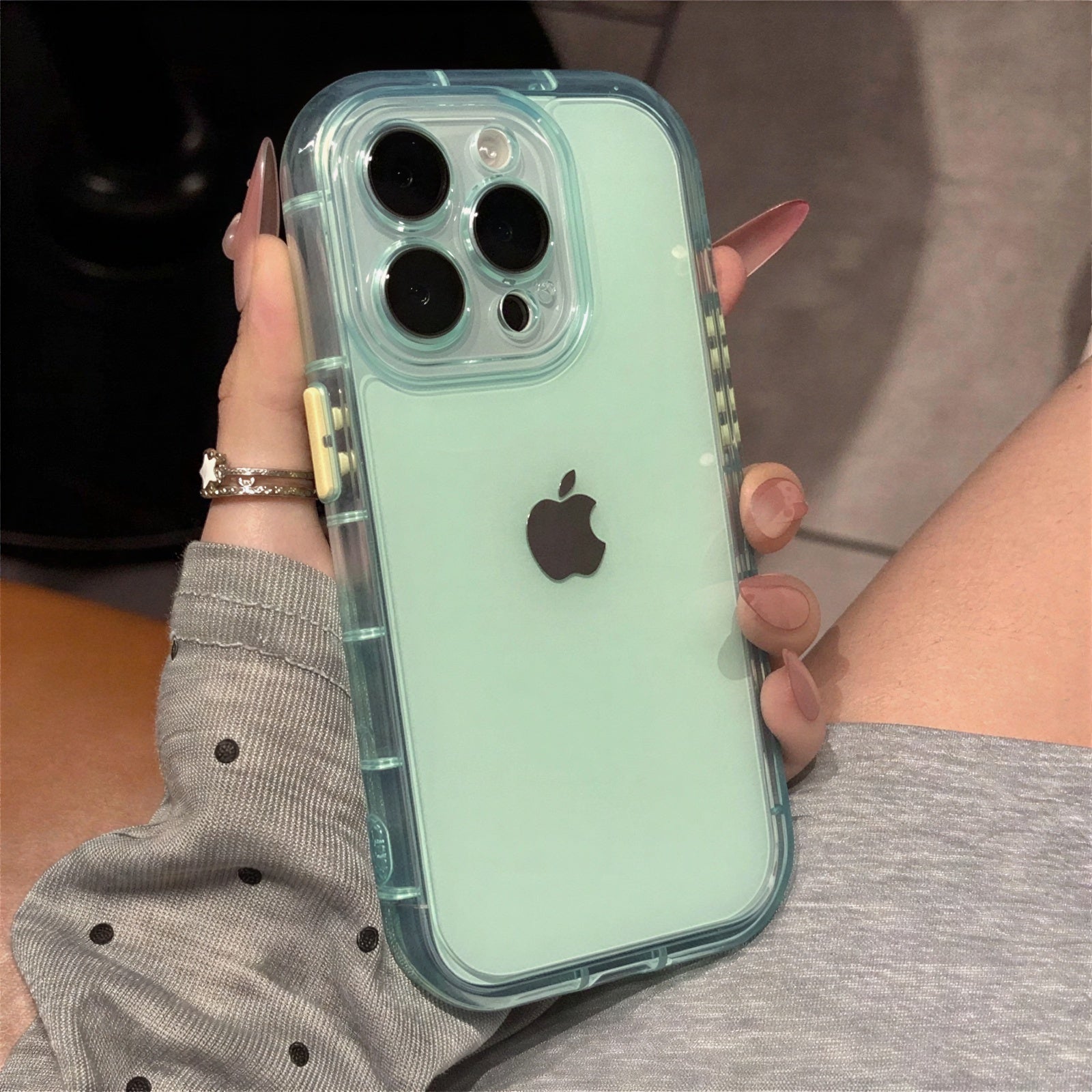 Mint Aura Aesthetic Transparent Case for iPhone