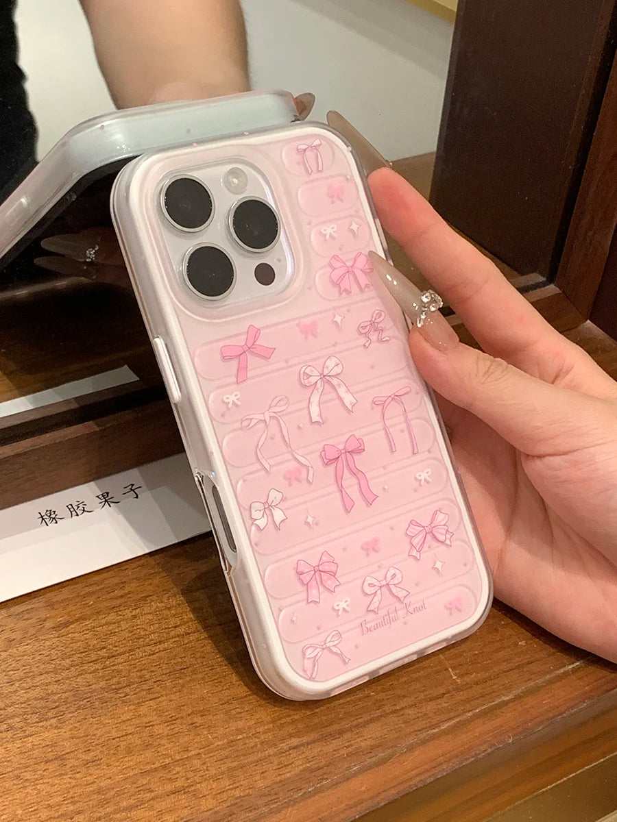 Pastel Aesthetic Pink Ribbon & Bow Design cases for iPhone