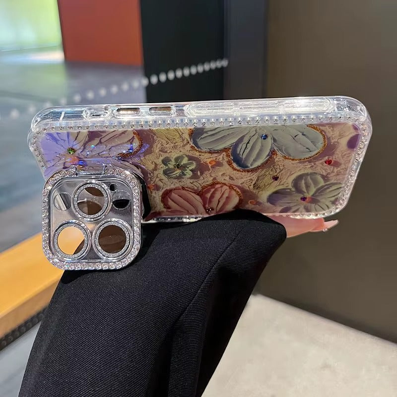 Diamond Classy Floral Cases with Charms for iPhone