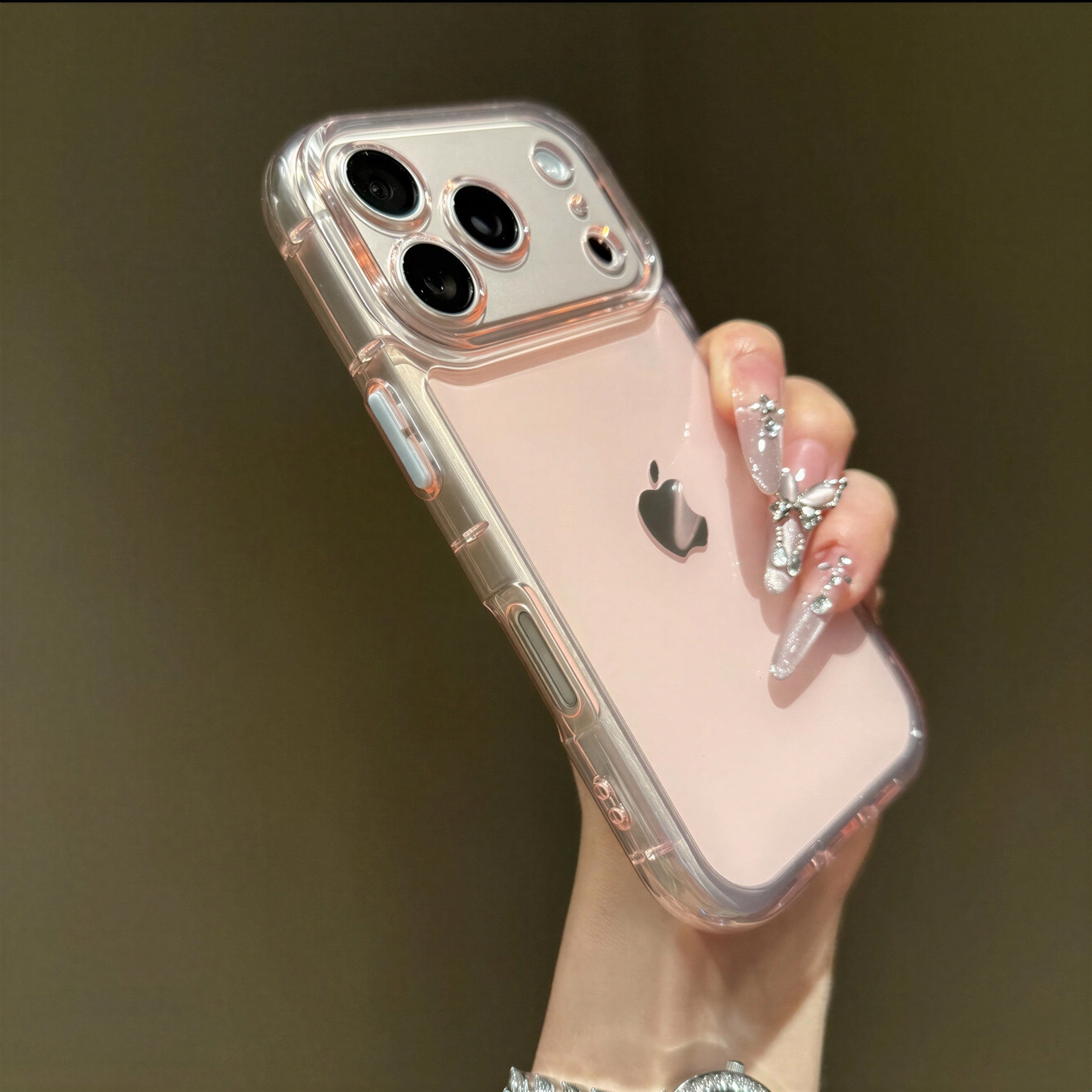 Blush Pink Aesthetic Transparent Case for iPhone