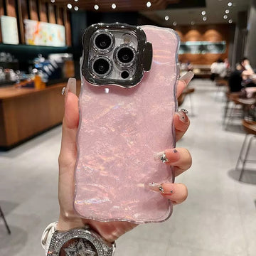 Blush Pink Marble Phone case with Glitter Charm for iPhone