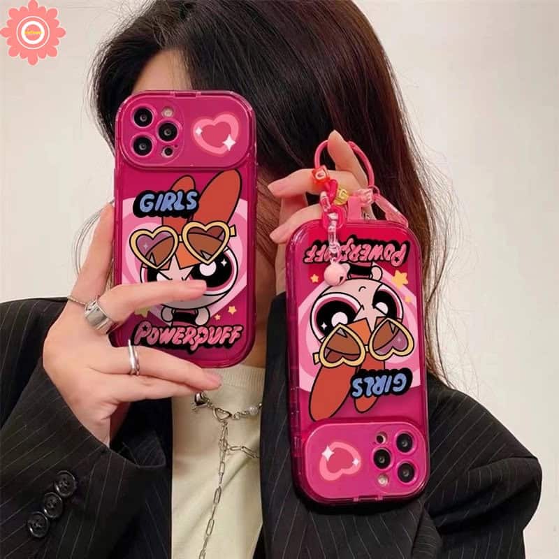 Pink Powerpuff Mirror Case with Charm for iPhone