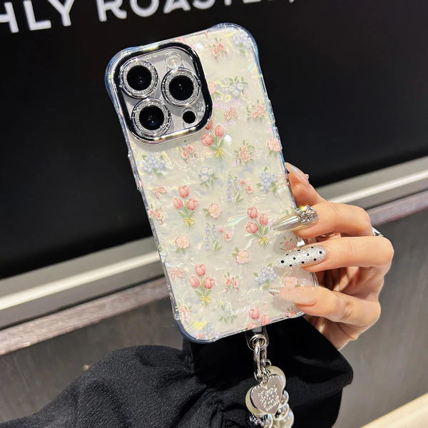 Summer Tulip Floral Glitter Lens Case for iPhone