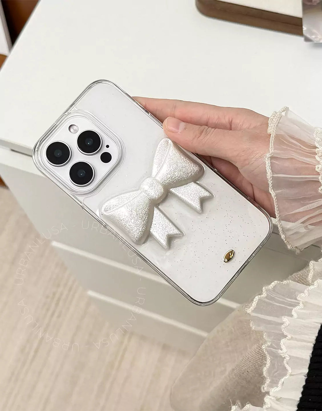 Beautiful Glitter 3D Bow case for iPhone