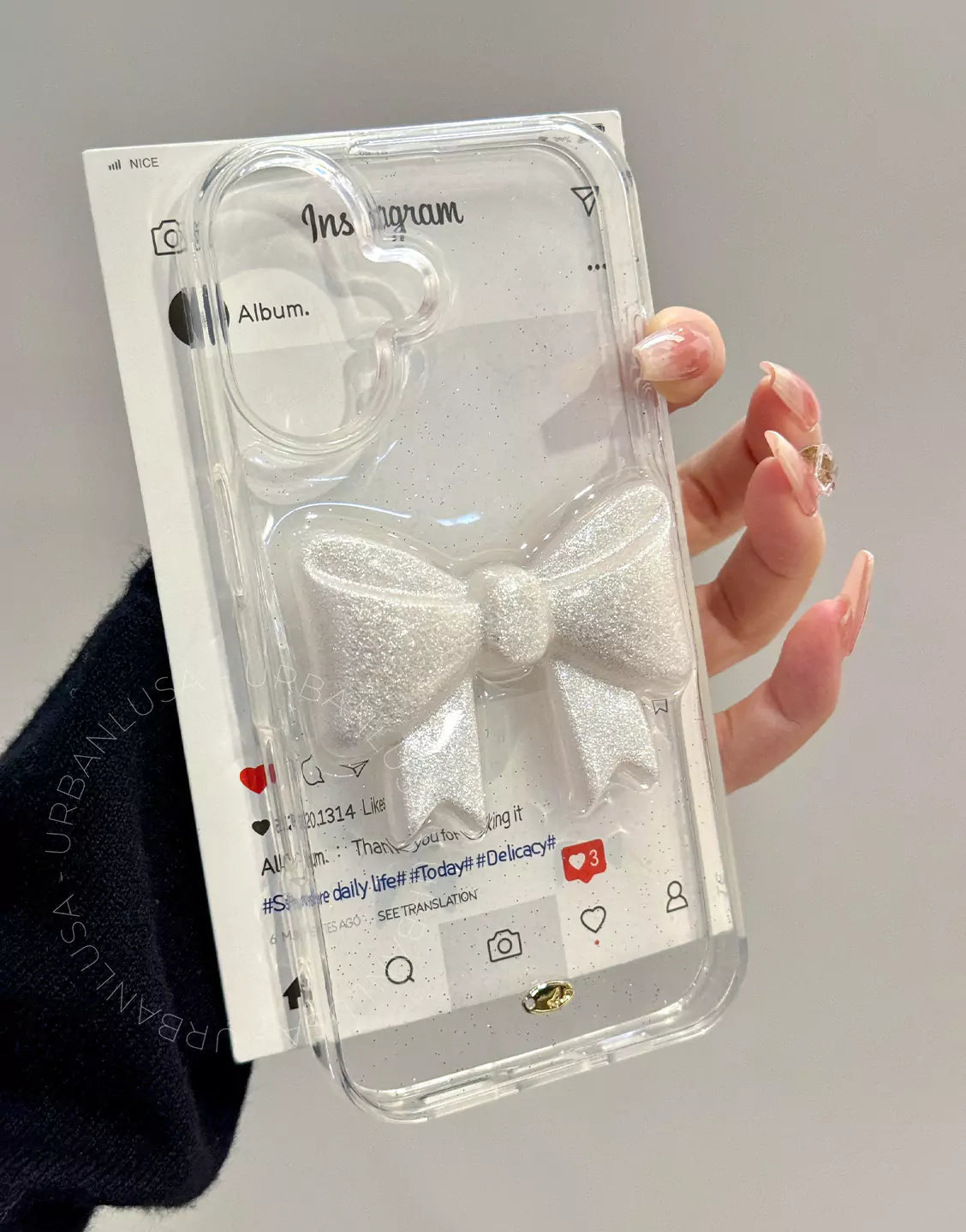 Beautiful Glitter 3D Bow case for iPhone
