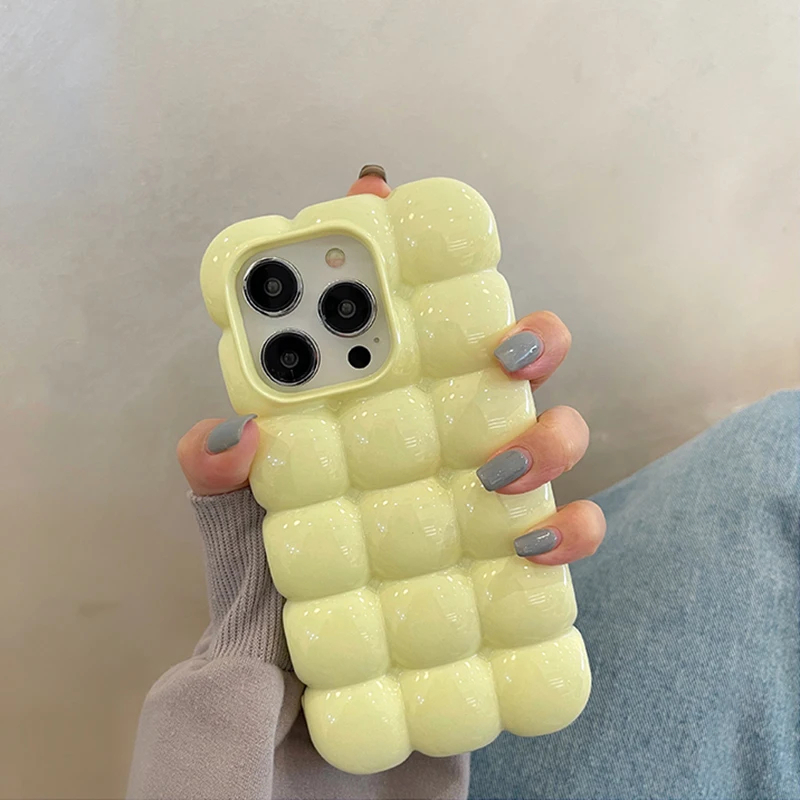 Butter Yellow Bubble Marshmallow Puffer Cases for iPhone